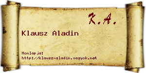 Klausz Aladin névjegykártya